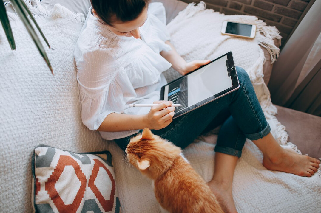woman working remotely